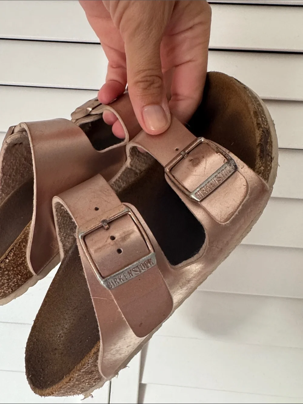 Metallic Rose Birkenstock Sandals